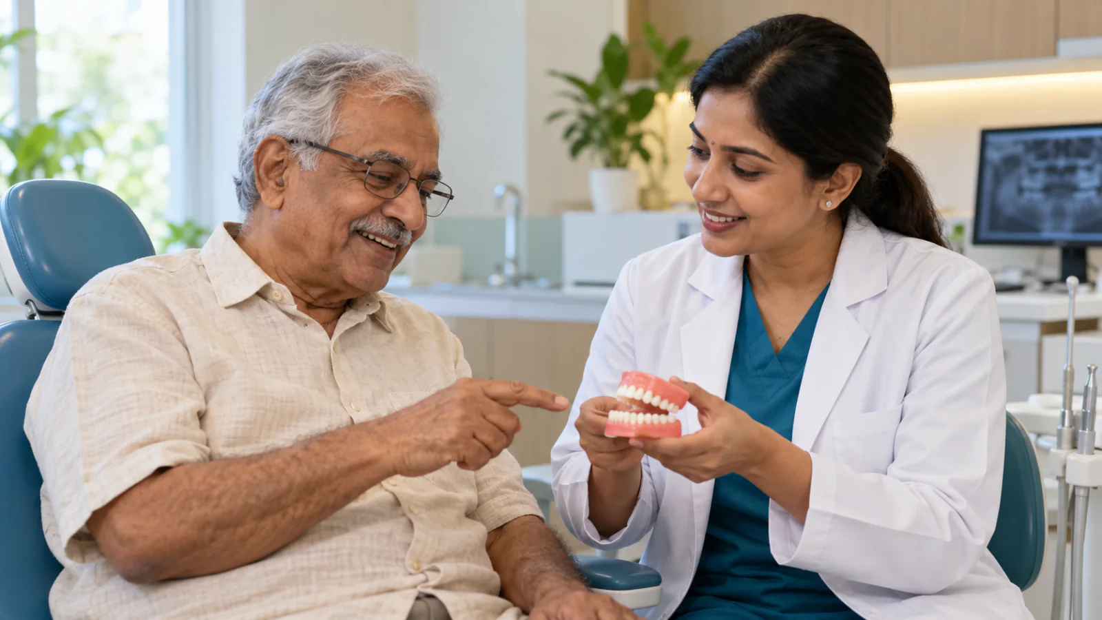 Senior patient receiving a dental check-up