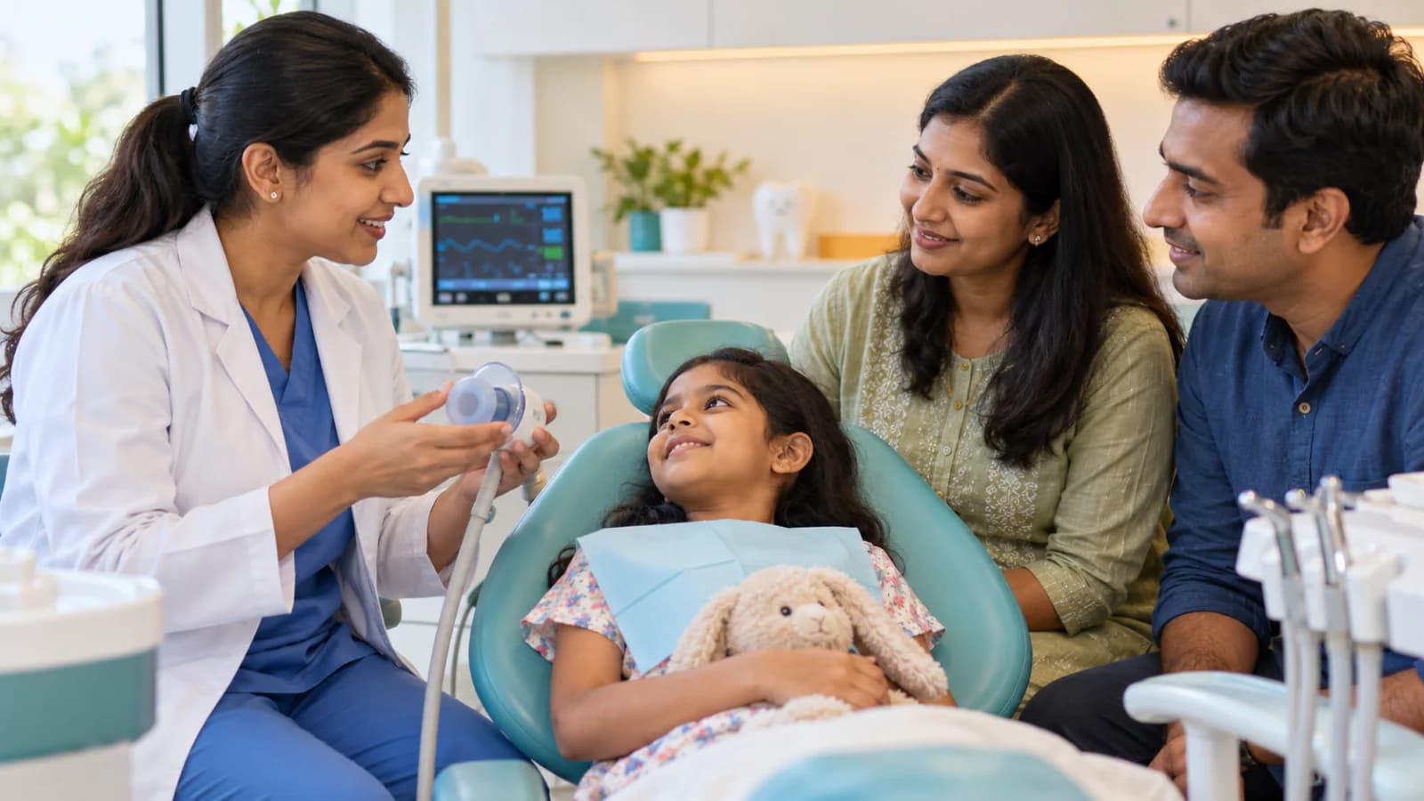 Child receiving sleep dentistry treatment safely